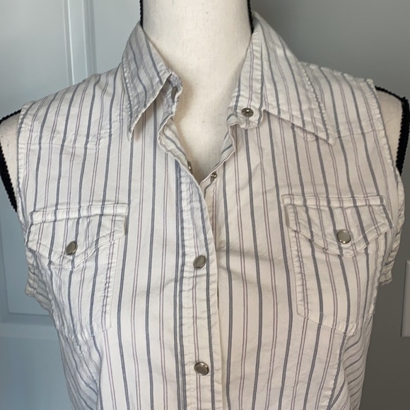 Rough rider Biker Western Pearl Snap Buttons Bling Striped Vest - Picture 4 of 6